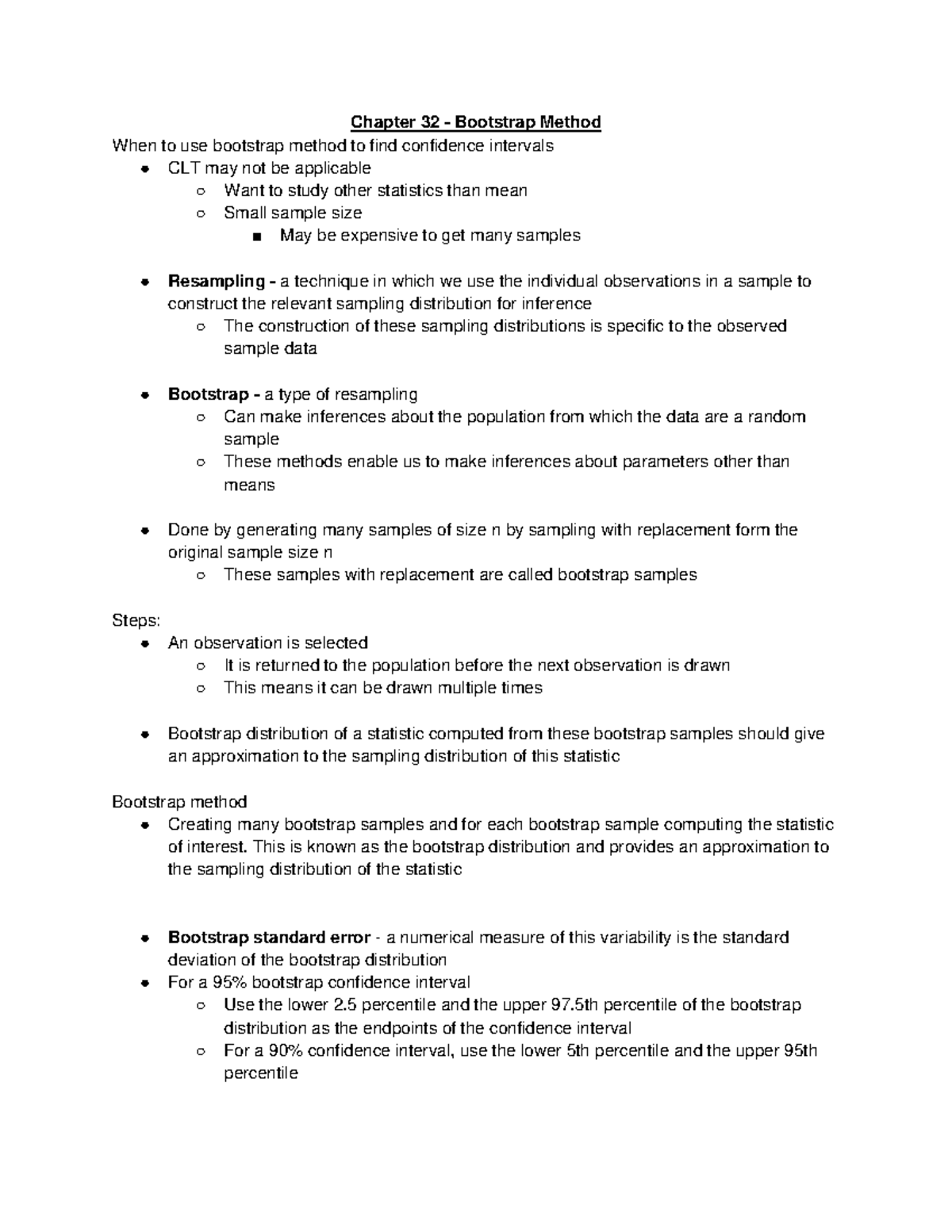 Chapter 32 - Bootstrap Method: Constructing Confidence Intervals - Studocu