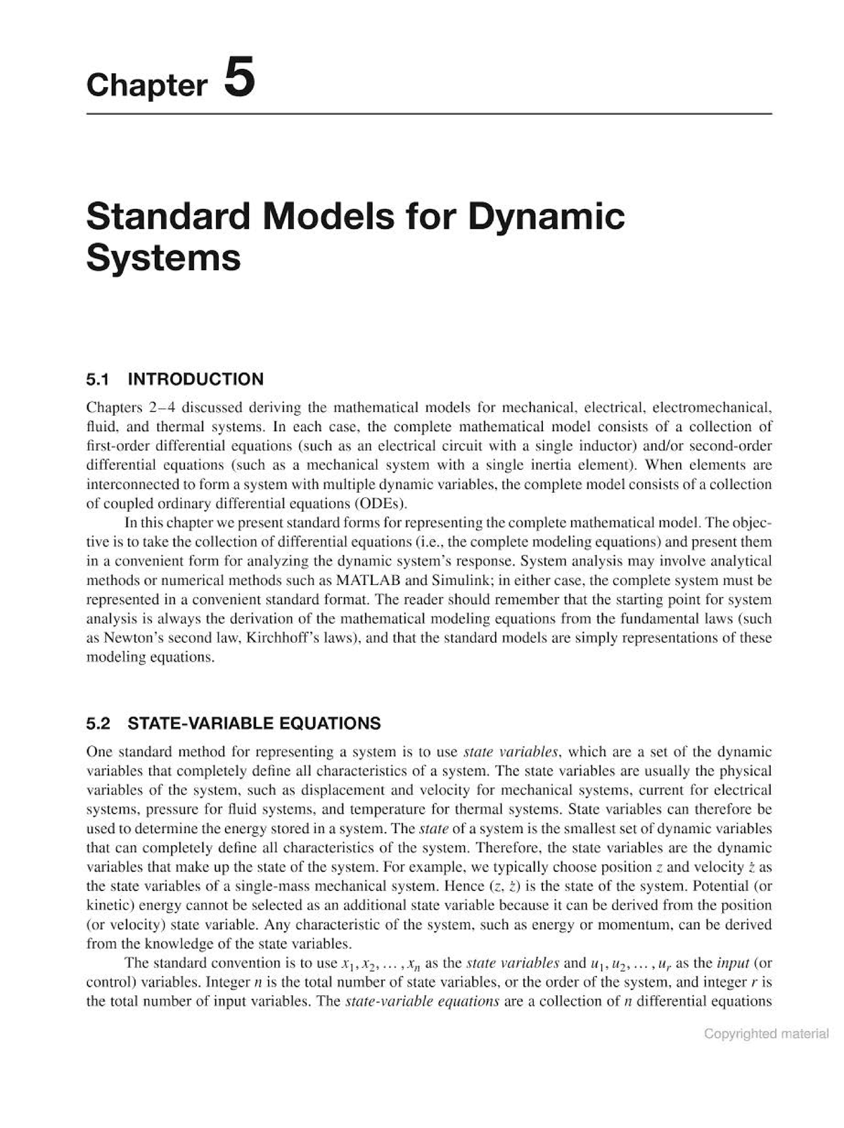 Chapter 5: Standard Models for Dynamic Systems (MHH - sfss) - Studocu