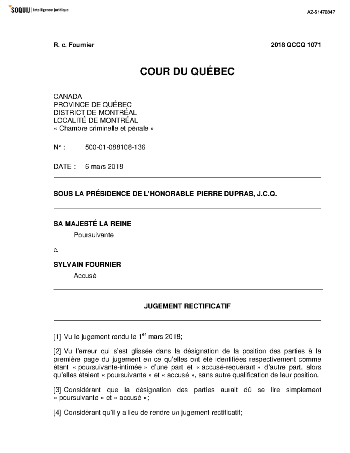 R. c. Fournier 2018 QCCQ : Jugement sur Accident de Tranchée à Lachine ...