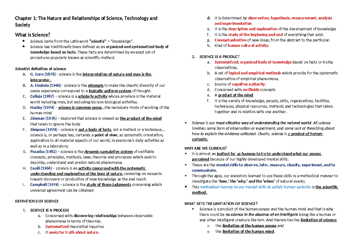 Prelim STS - Chapter 1: Science, Technology, and Society Overview - Studocu