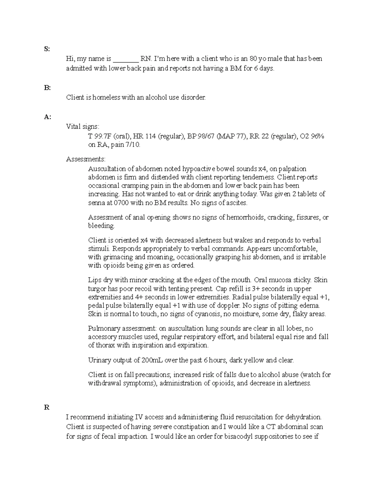 SBAR Communication Framework Example for NSG-300C Students - Studocu