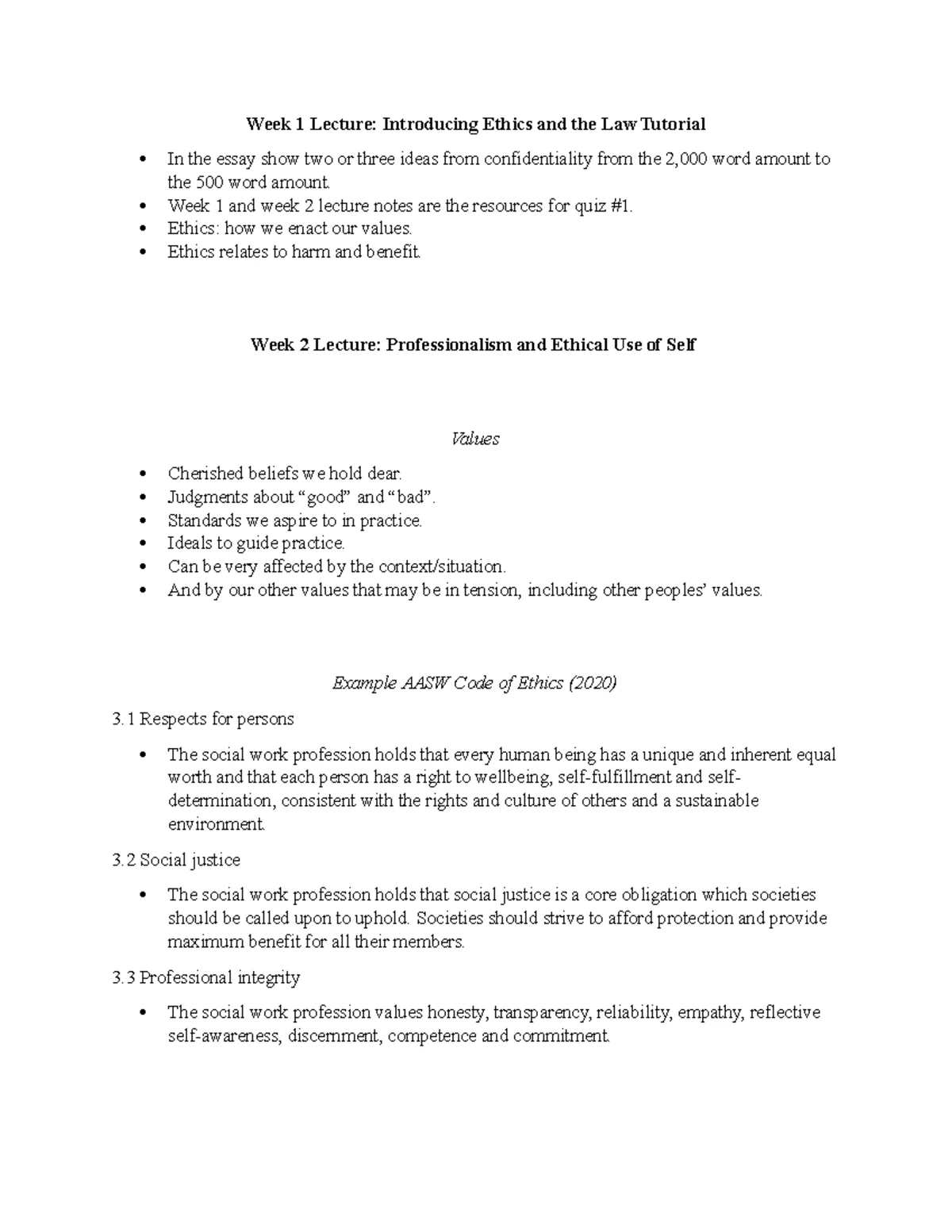 SWK278 Week 5 - Lecture notes - WEEK 5: LECTURE ETHICO-LEGAL PRINCIPLES ...