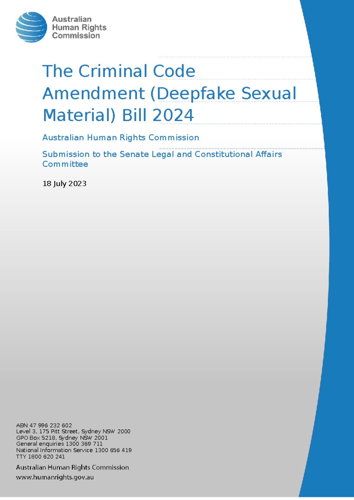 Australian human rights commission - submission criminal code amendment ...
