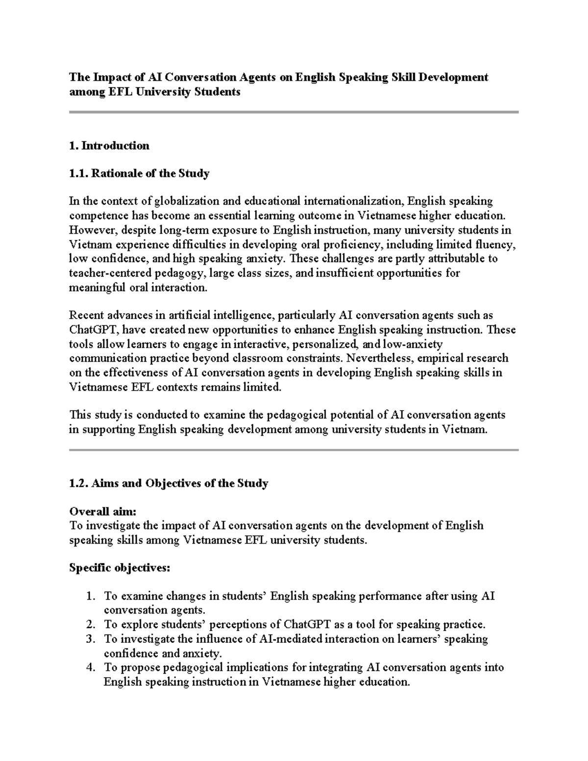 AI Conversation Agents and Their Impact on EFL Speaking Skills - Studocu
