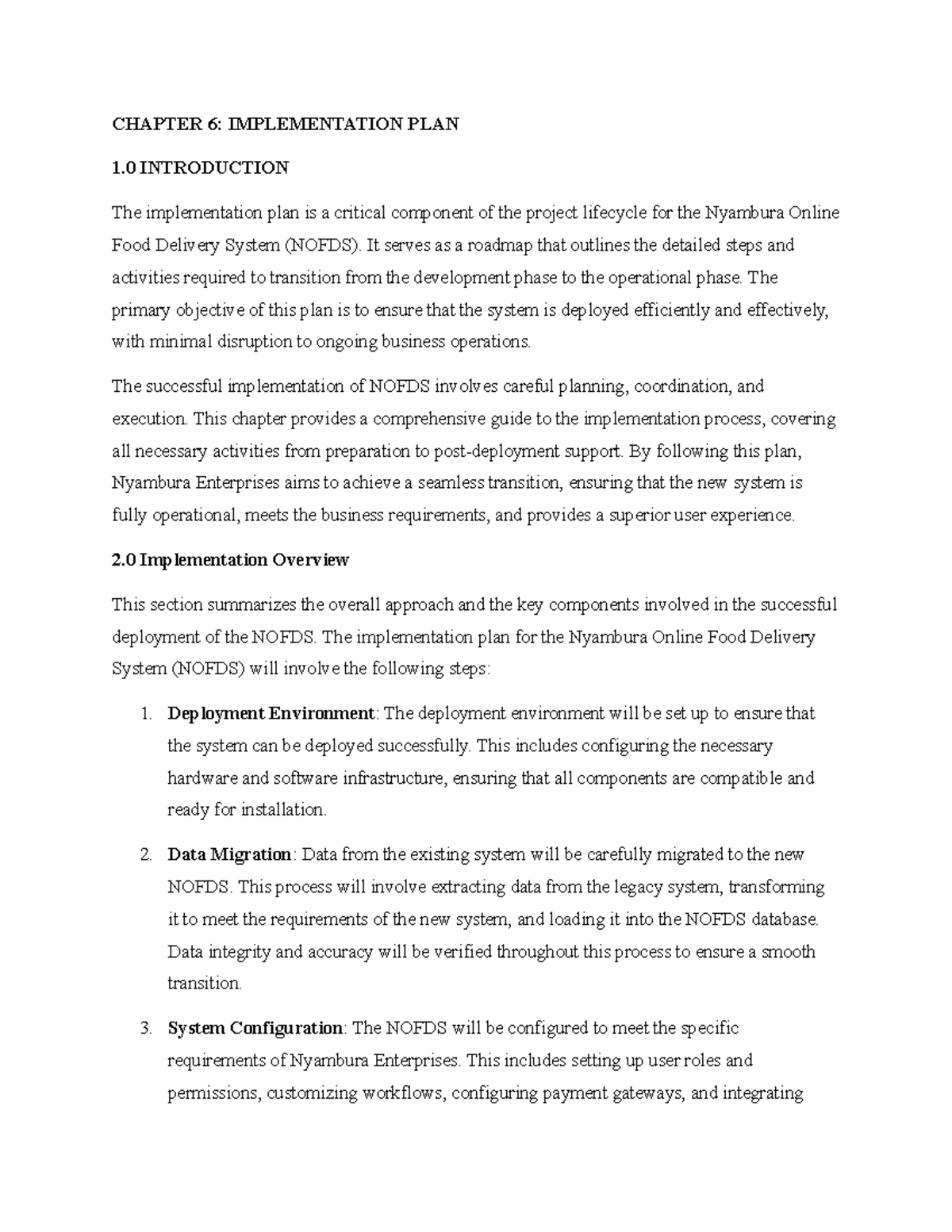 CHAPTER 6: IMPLEMENTATION PLAN FOR NOFDS - Studocu