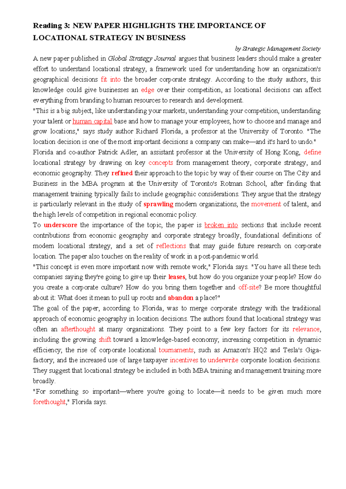 Unit 3 - 040322143852 De - Reading 3: NEW PAPER HIGHLIGHTS THE ...