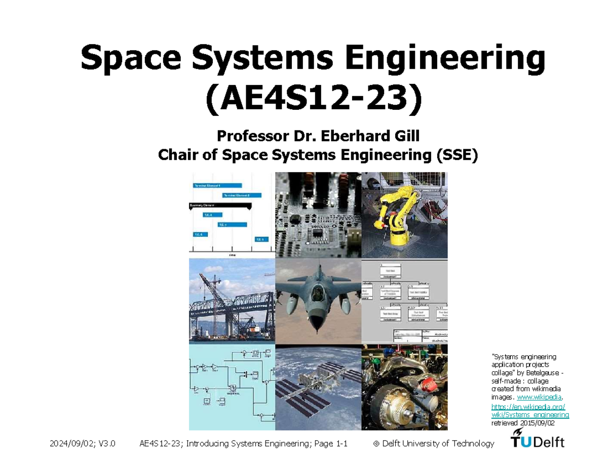 AE4 S12 23 Space Systems Engineering Course Overview and Structure ...