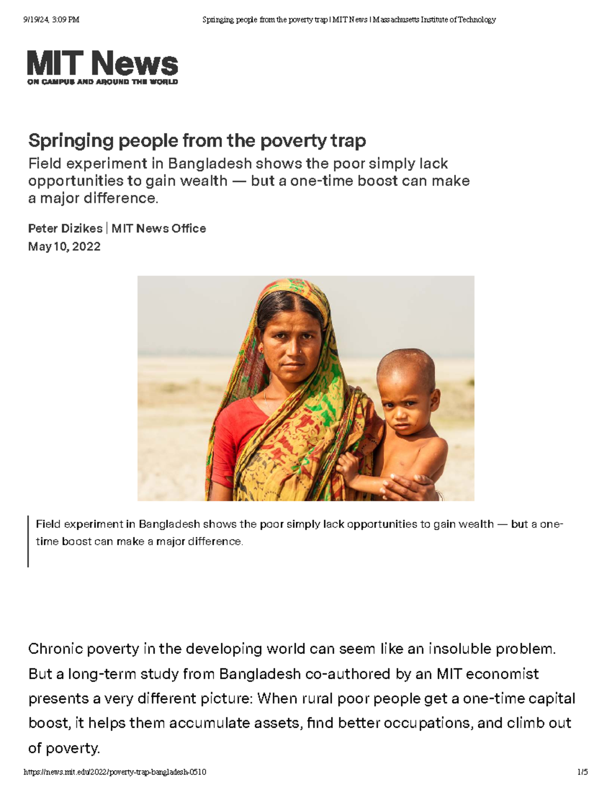 MIT 3M Development: Springing People from the Poverty Trap - Studocu