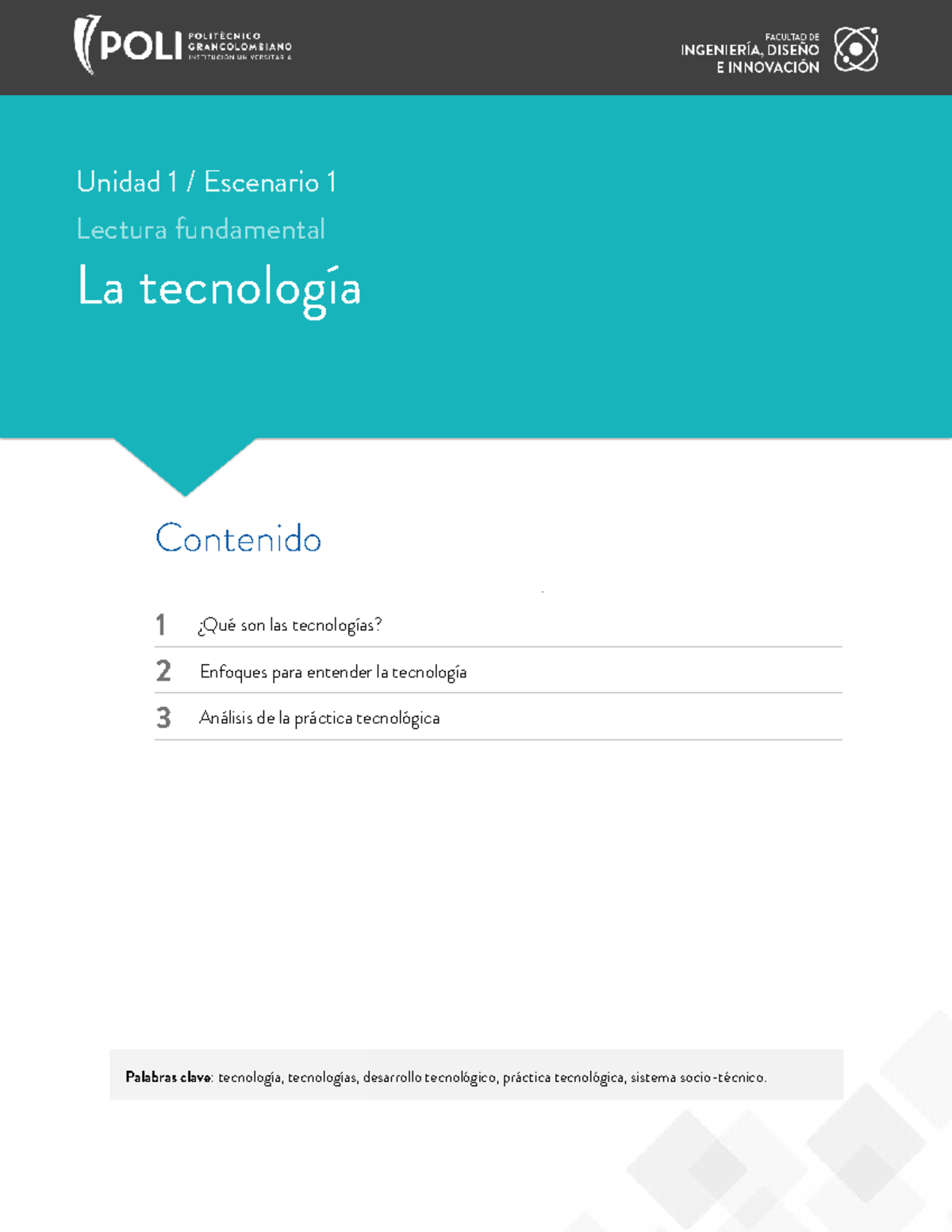 Lectura 1: Análisis y Enfoques sobre la Tecnología - TEC 101 - Studocu