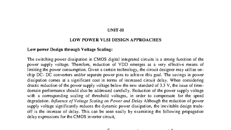 Low Power VLSI Design Approaches: Voltage Scaling Techniques - Studocu