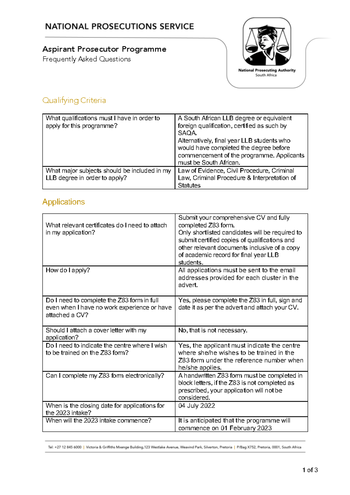 Aspirant Prosecutor Programme 2023: FAQs on Qualifications ...