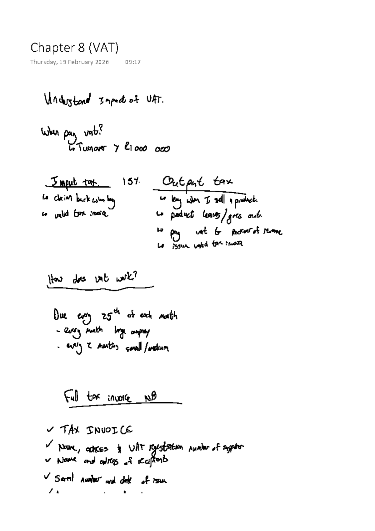 Chapter 8: VAT Overview and Key Concepts - Studocu