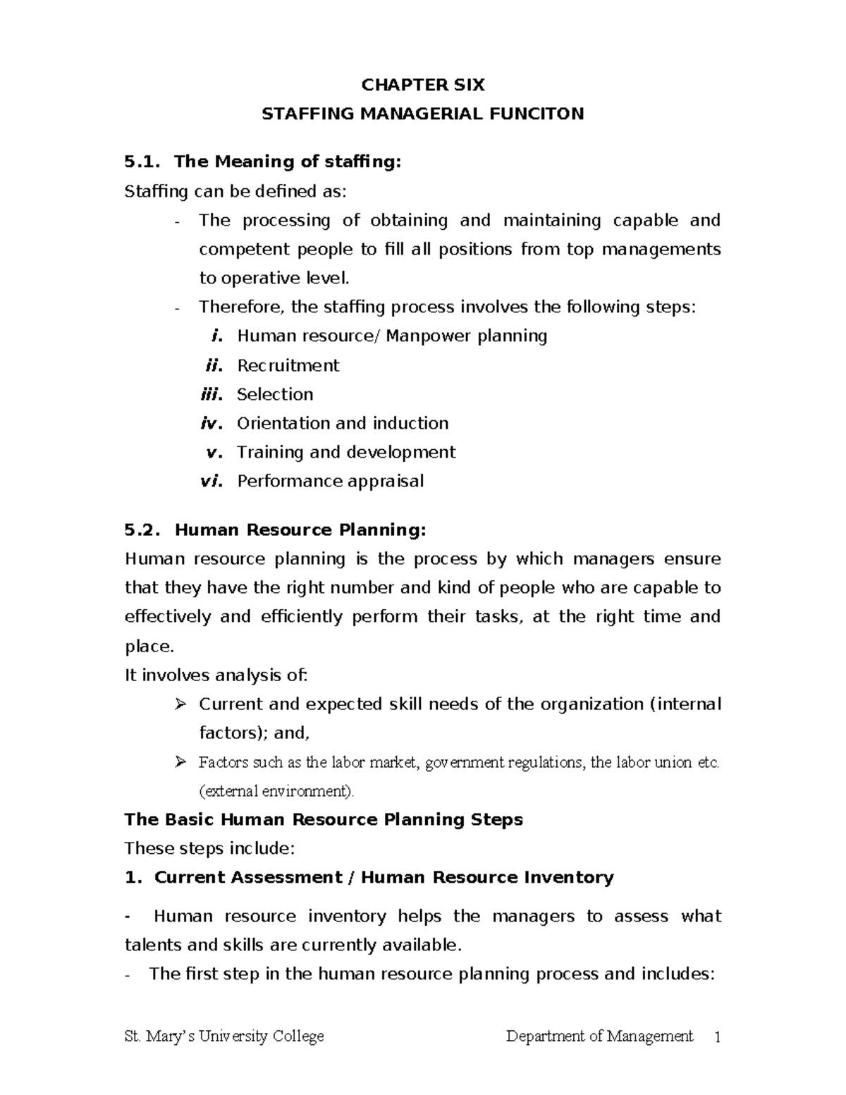 CH. 6 STAFFING IN MANAGEMENT: PROCESSES & STRATEGIES - Studocu