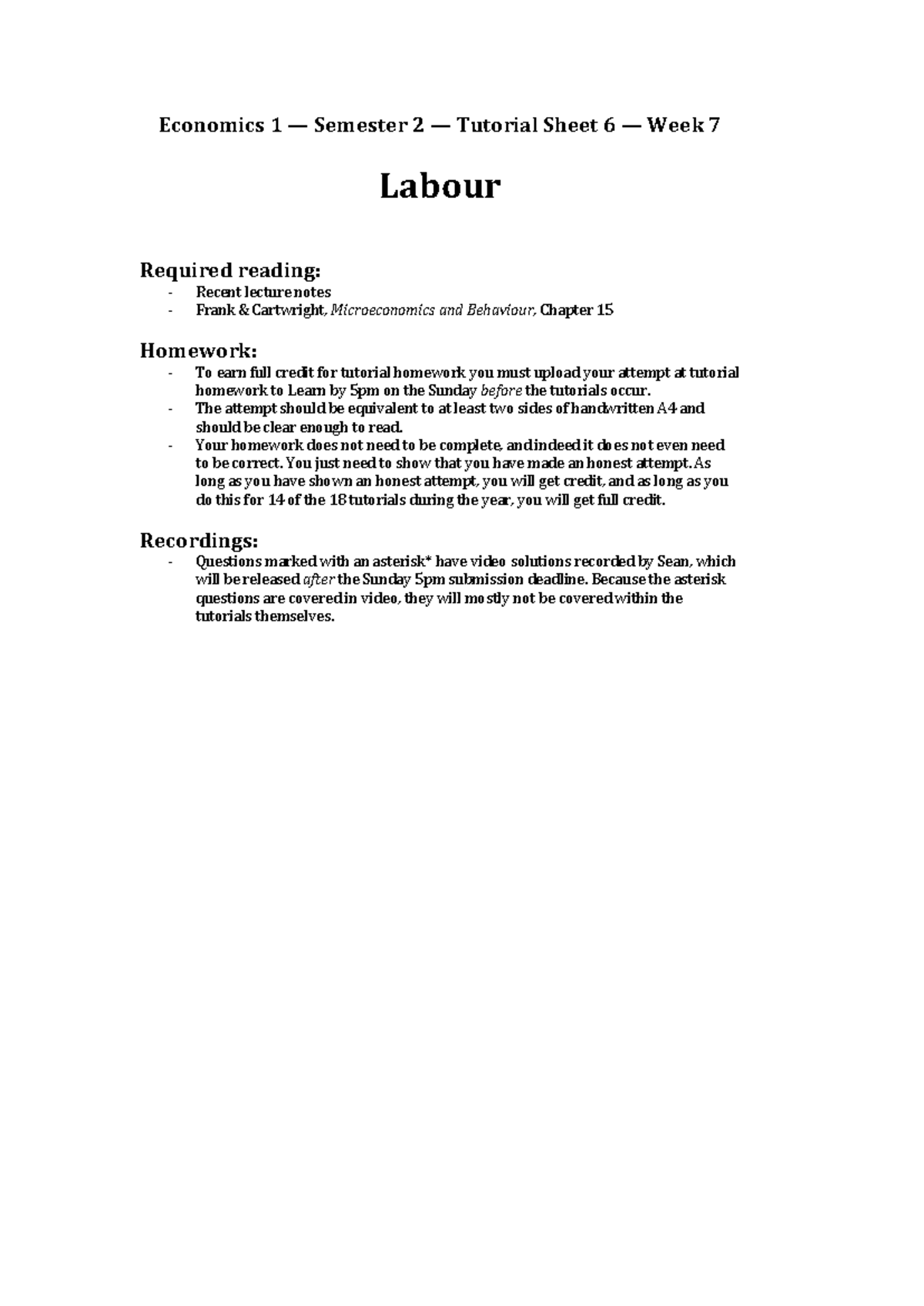 Econ 1 – S2 – W7 – Tutorial Solutions and Homework Guide - Studocu