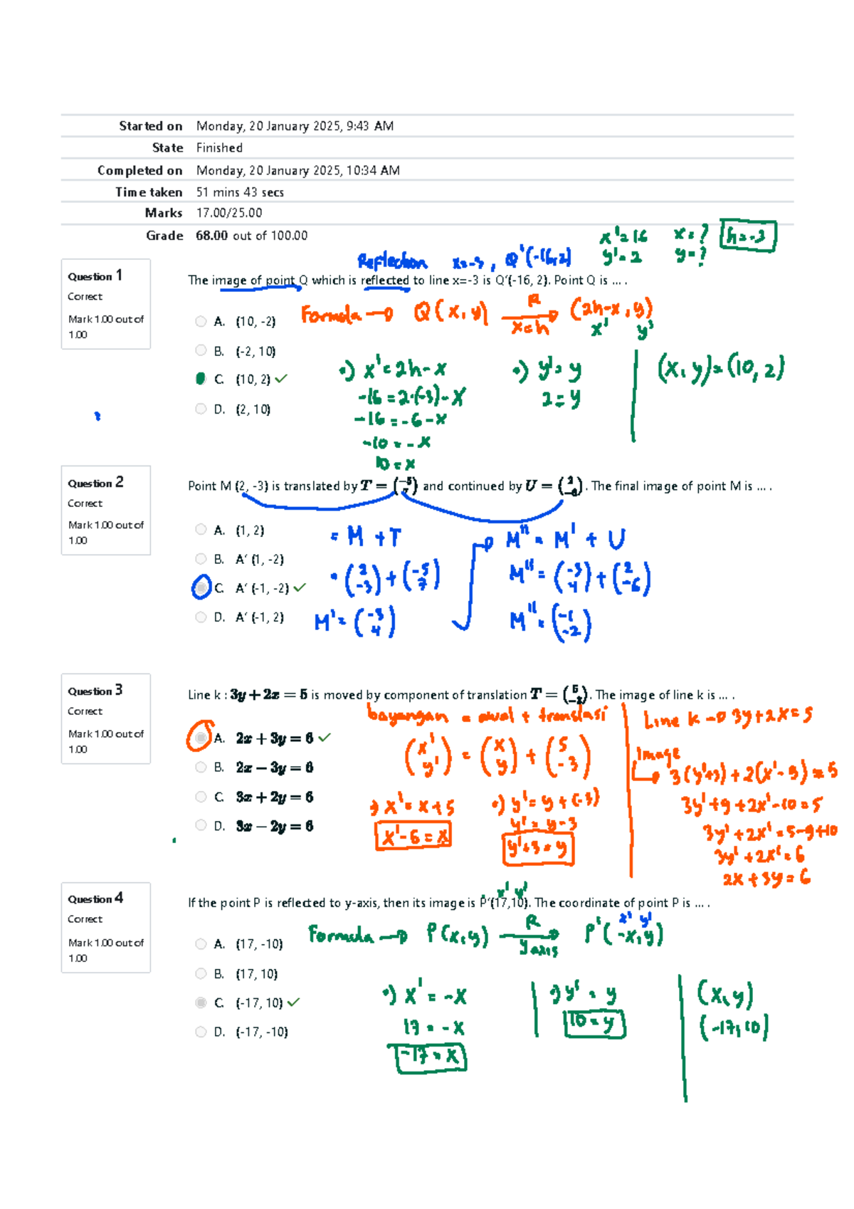 Math 101: Reflection, Translation, and Rotation Quiz Answers - Studocu