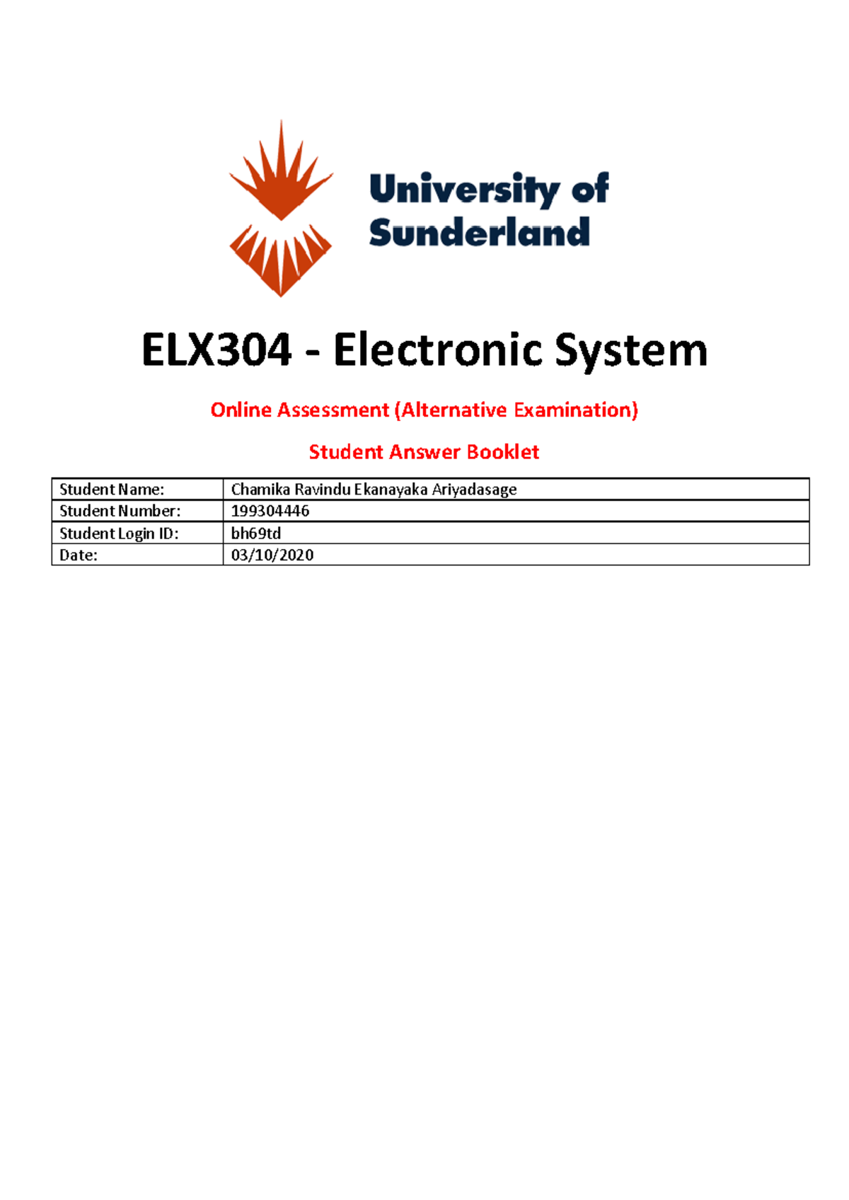 ELX304 2020 Final Exam Review for Electronic Systems - Studocu