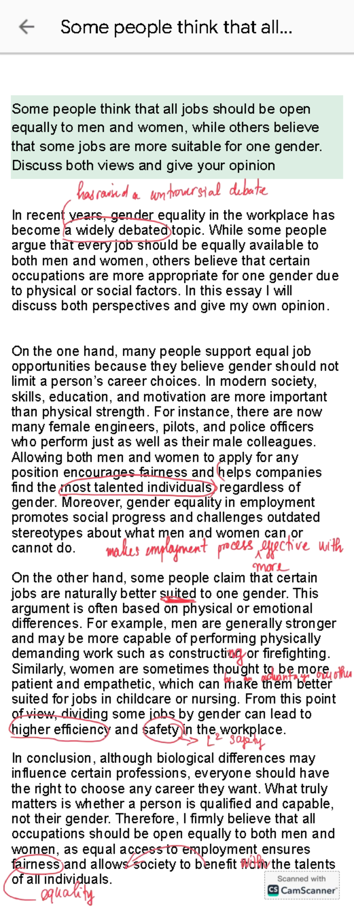 Gender Equality in Employment: Perspectives and Opinions - Studocu