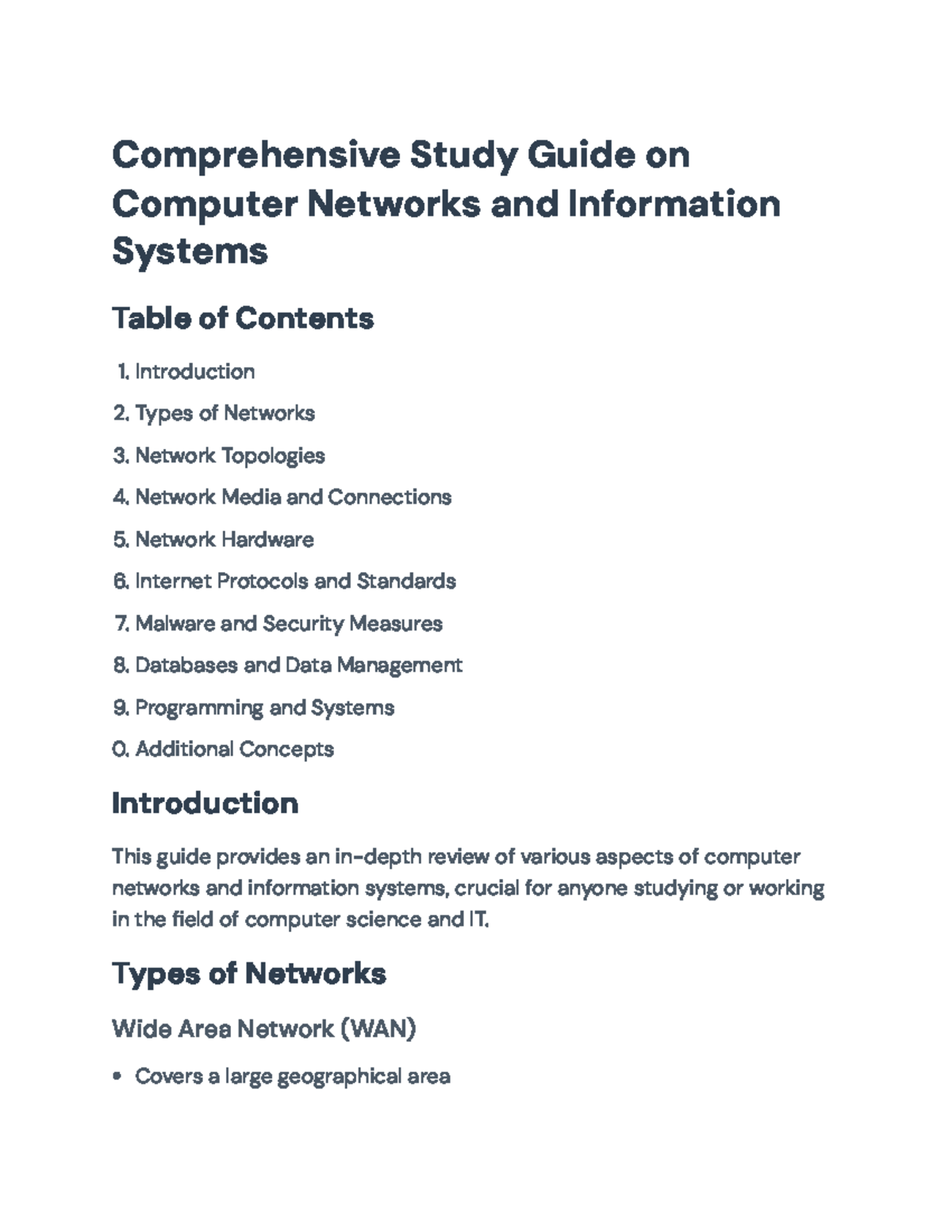 Comprehensive Study Guide on Computer Networks & Info Systems ...
