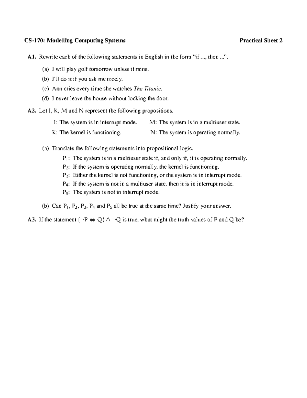 CS-170 Practical Sheet 2 - CS-170: Modelling Computing Systems ...
