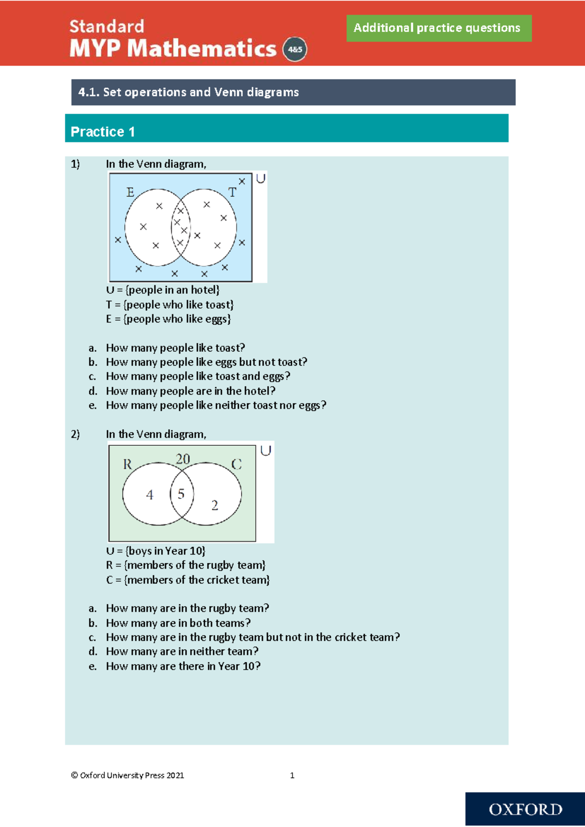 Set Operations and Venn Diagrams Practice Questions 4.1 - Studocu
