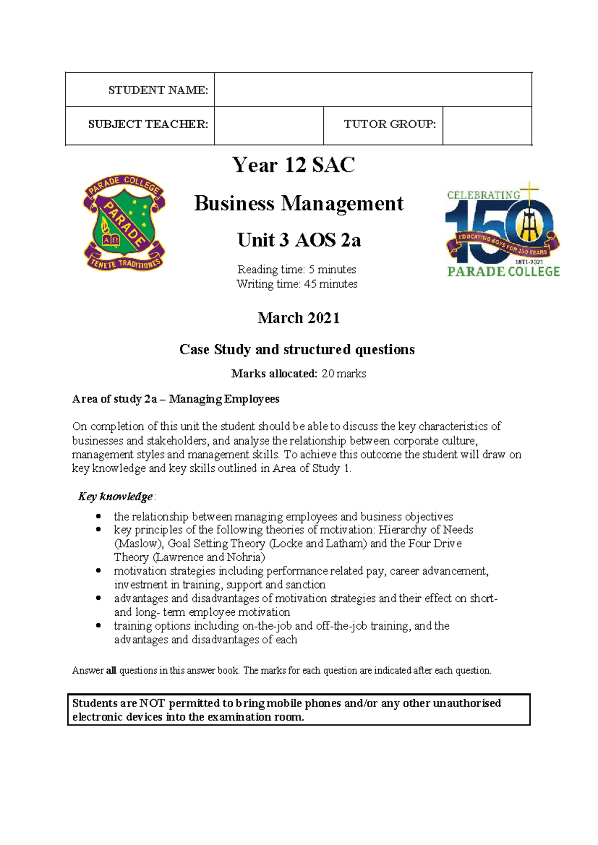 BM SAC 2a Unit 3 2021: Case Study on Managing Employees at Best Pies ...