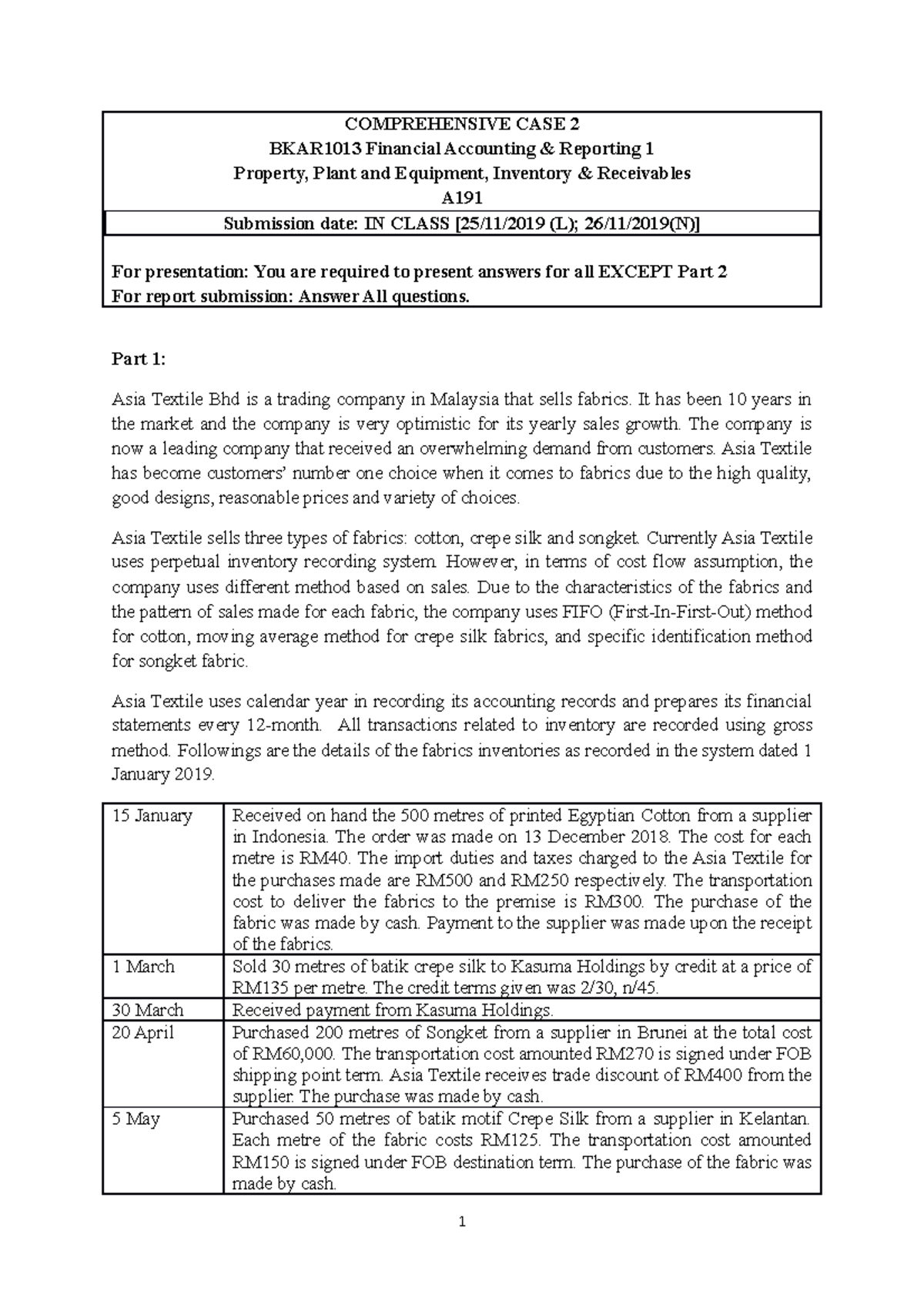 Comprehensive Case 2 - COMPREHENSIVE CASE 2 BKAR1013 Financial ...