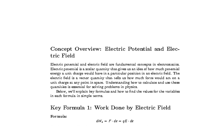 Electric Potential and Electric Field: Lecture Notes for PHYS 101 - Studocu