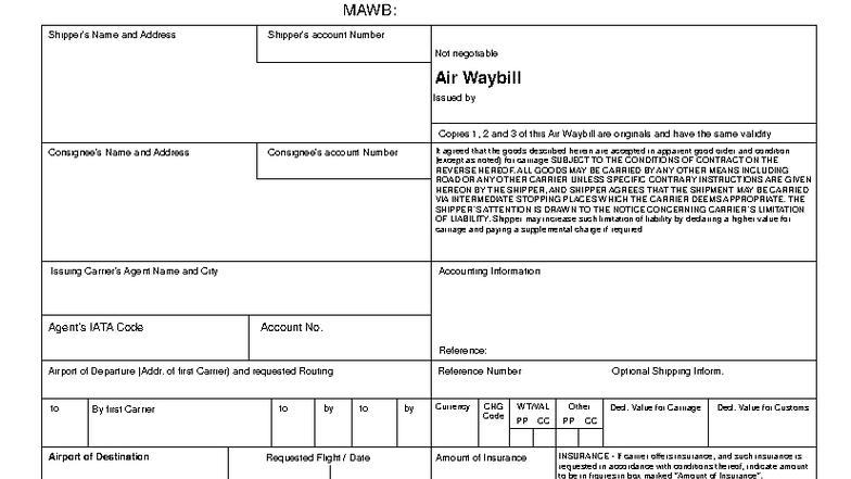 HAWB 1 - Môn Giao Nhận: Air Waybill Details and Conditions - Studocu