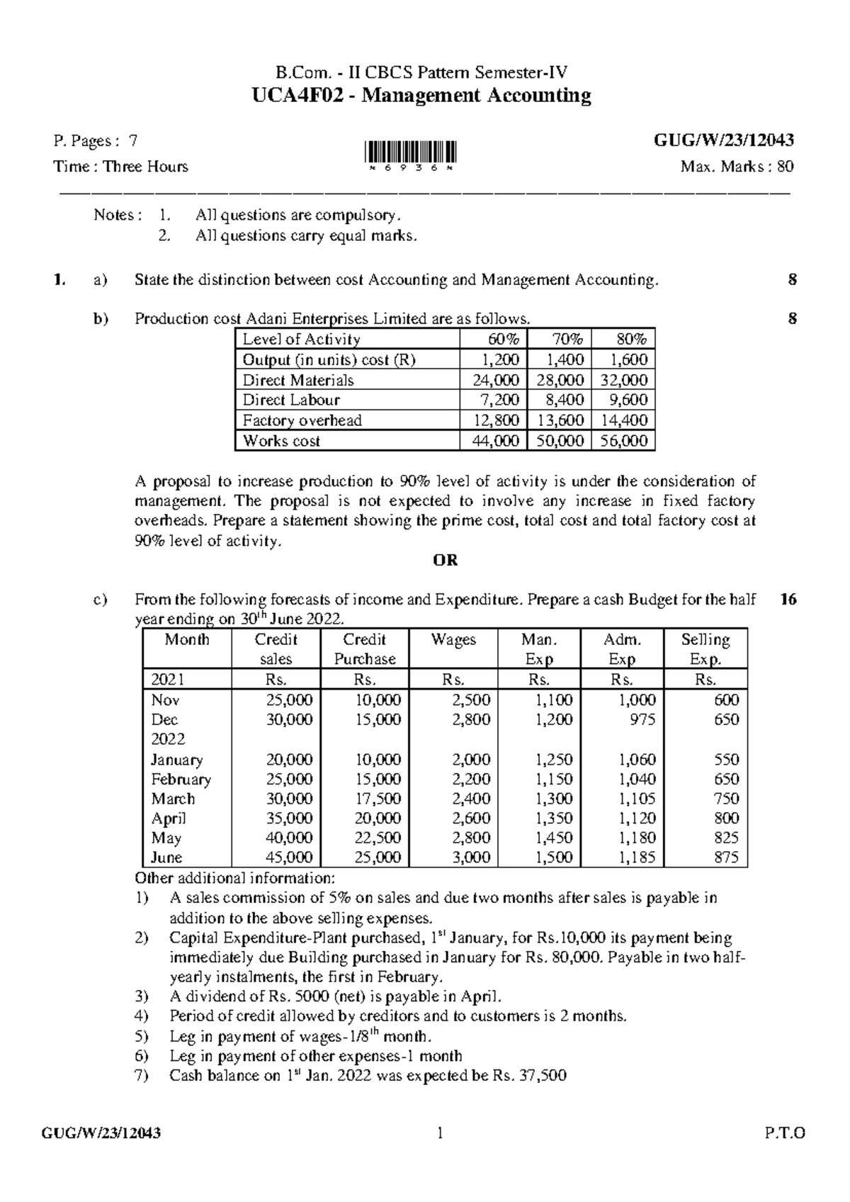 B.Com. II UCA4F02 Management Accounting Final Exam Notes - Studocu