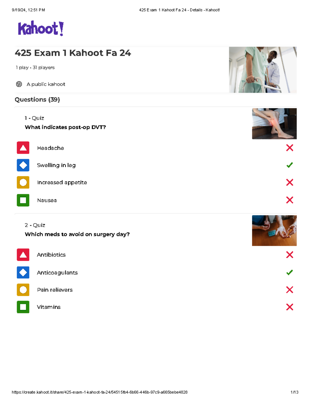 425 Exam 1 Kahoot Study Guide - Fa 24 Revision Material - Studocu