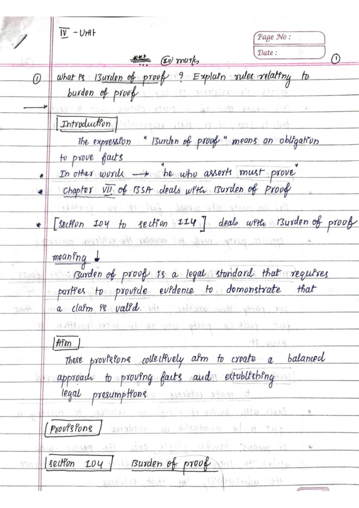 BSA Unit 4: Burden of Proof and Legal Presumptions Explained - Studocu