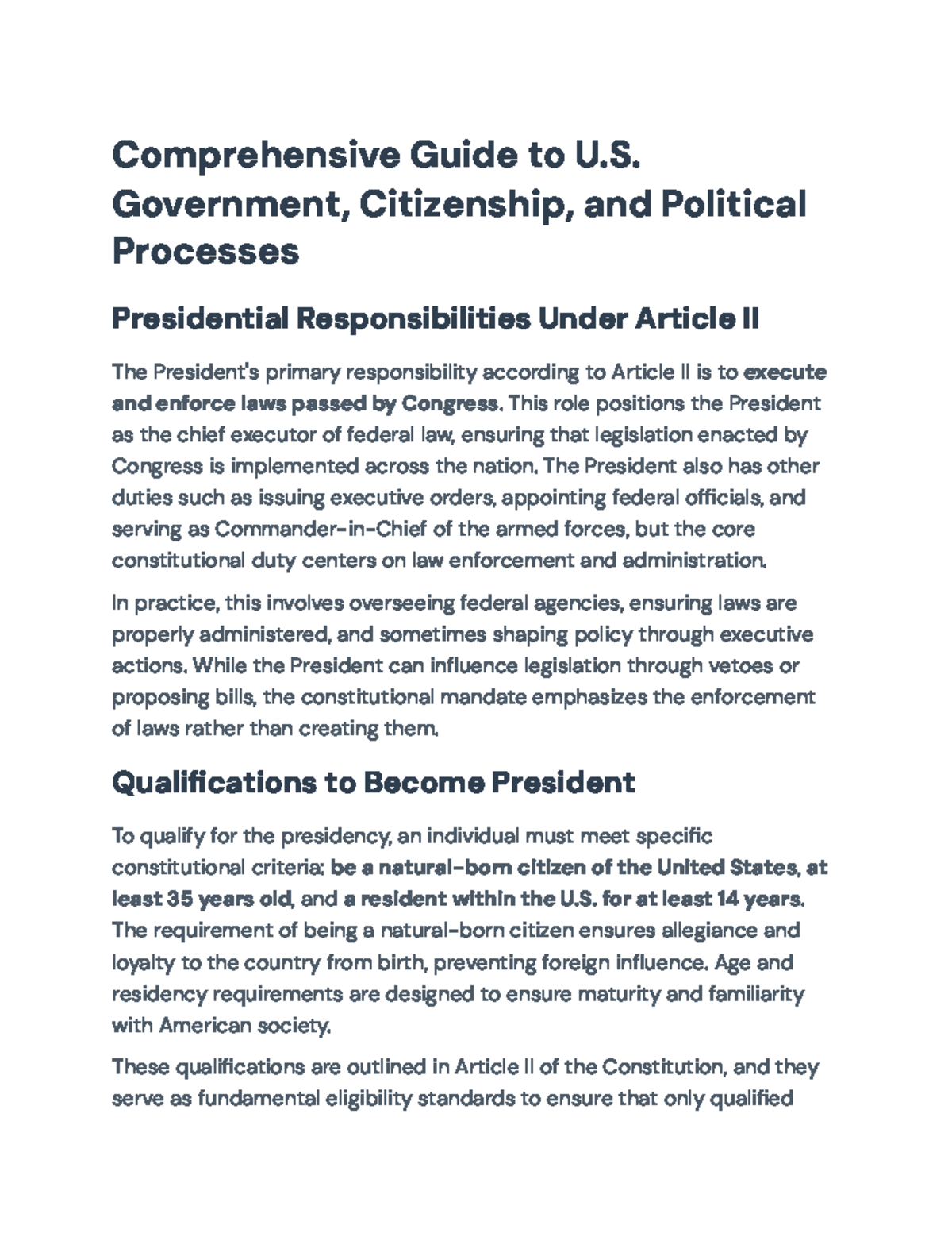 Comprehensive Guide to U.S. Government & Political Processes (POL 101 ...