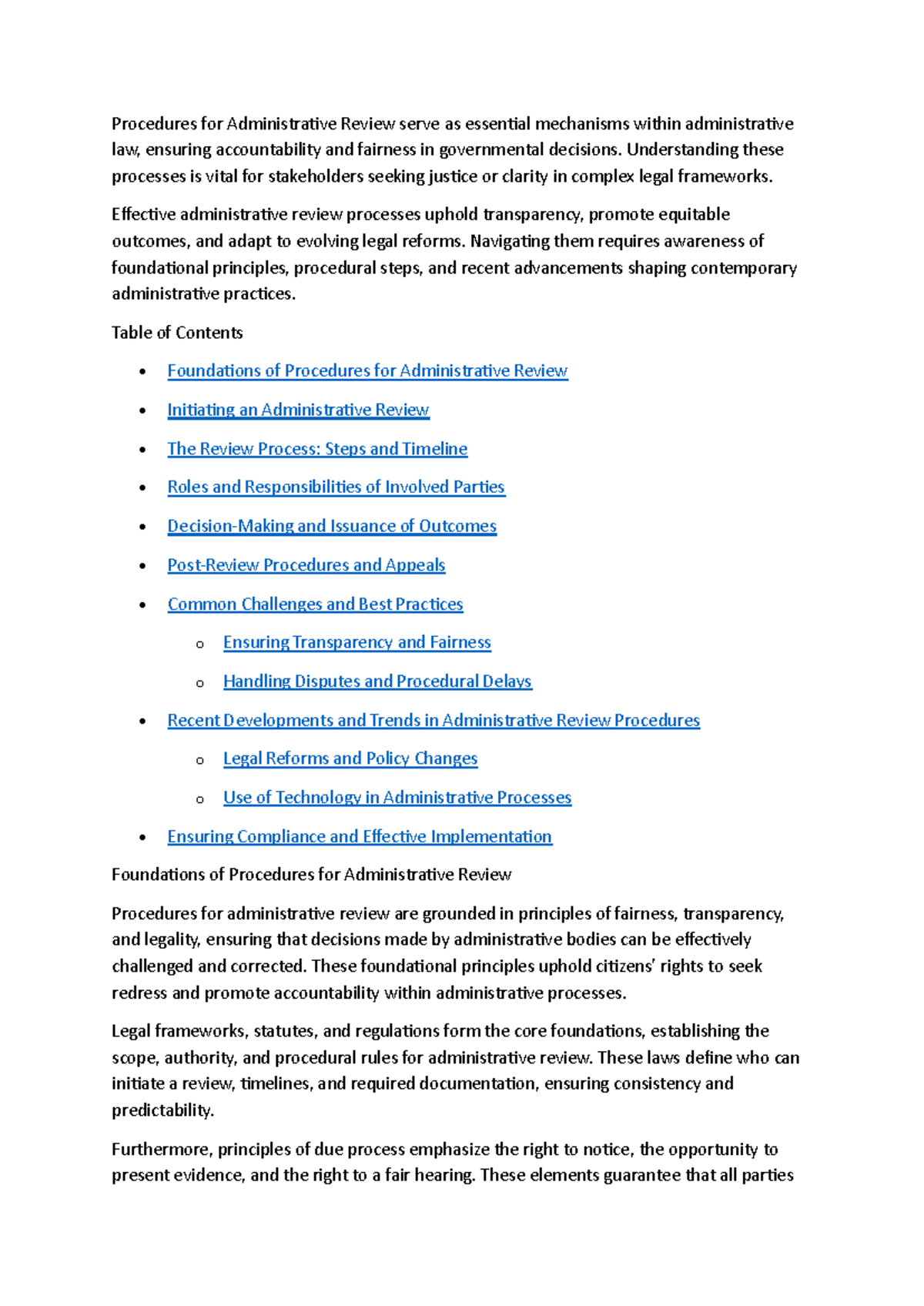 Procedures for Administrative Review: Foundations and Best Practices ...