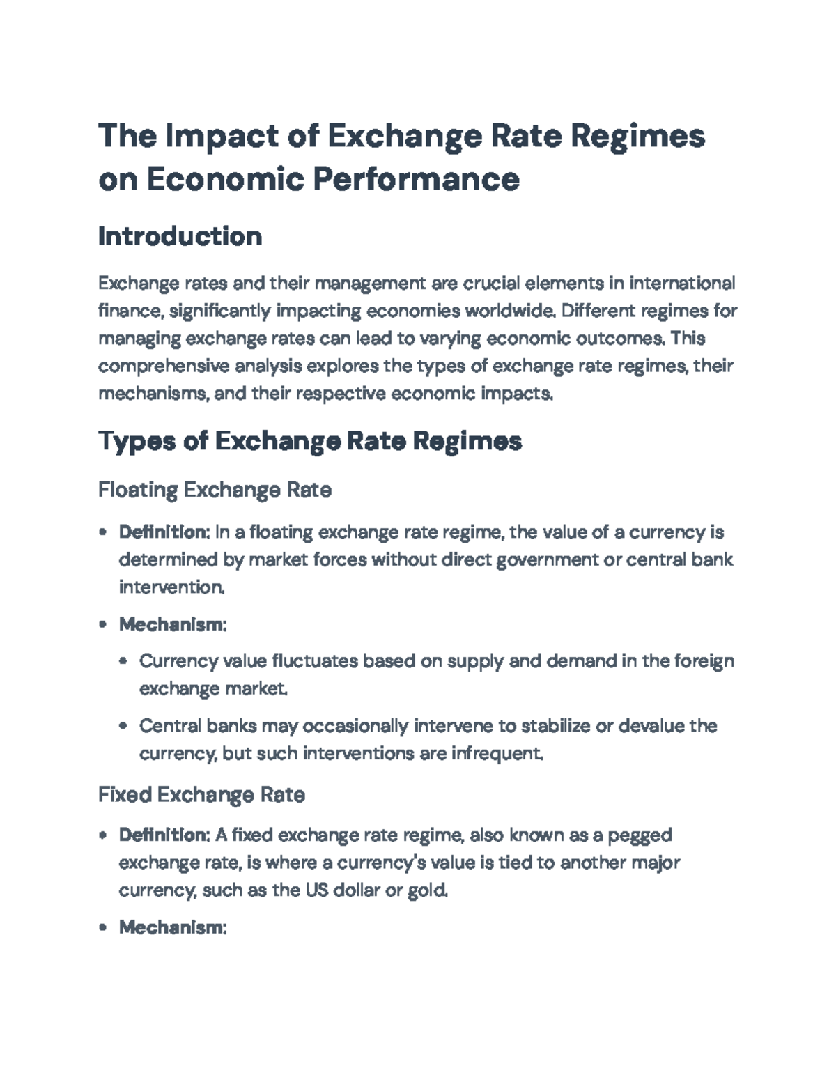 The Impact of Exchange Rate Regimes on Economic Performance Analysis ...