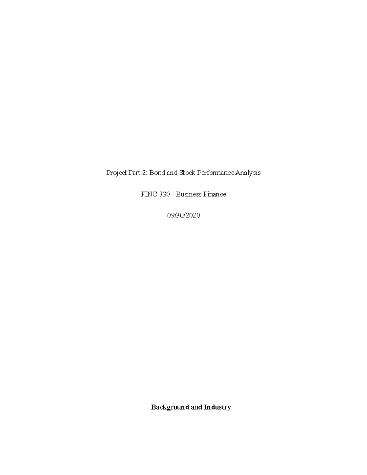 FINC 330 - Business Finance Project Part 2: Analysis of Target vs ...