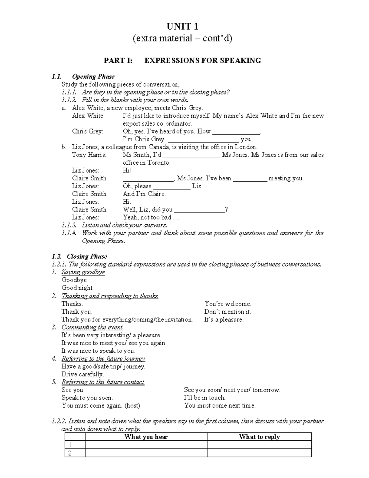 02 UNIT 1 - Class 2: Expressions for Speaking & Writing - Studocu