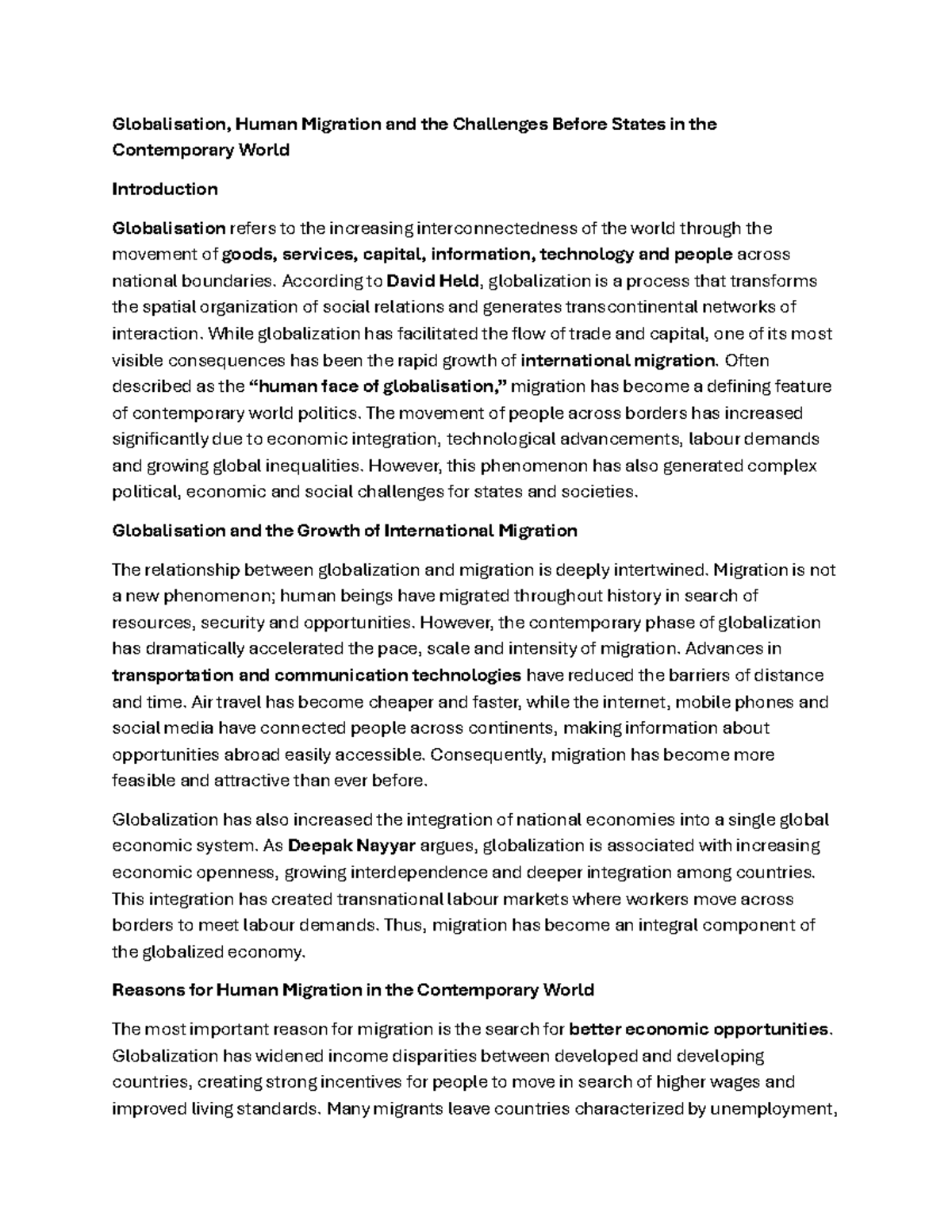 Globalisation and Human Migration: Challenges for States in the 21st ...