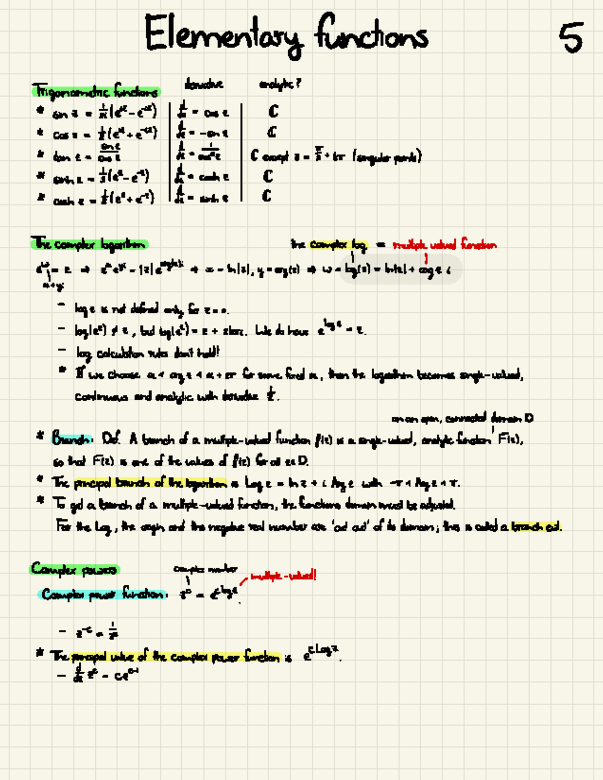 Complex Analysis Lecture 5: Trigonometric Functions & Branch Cuts ...