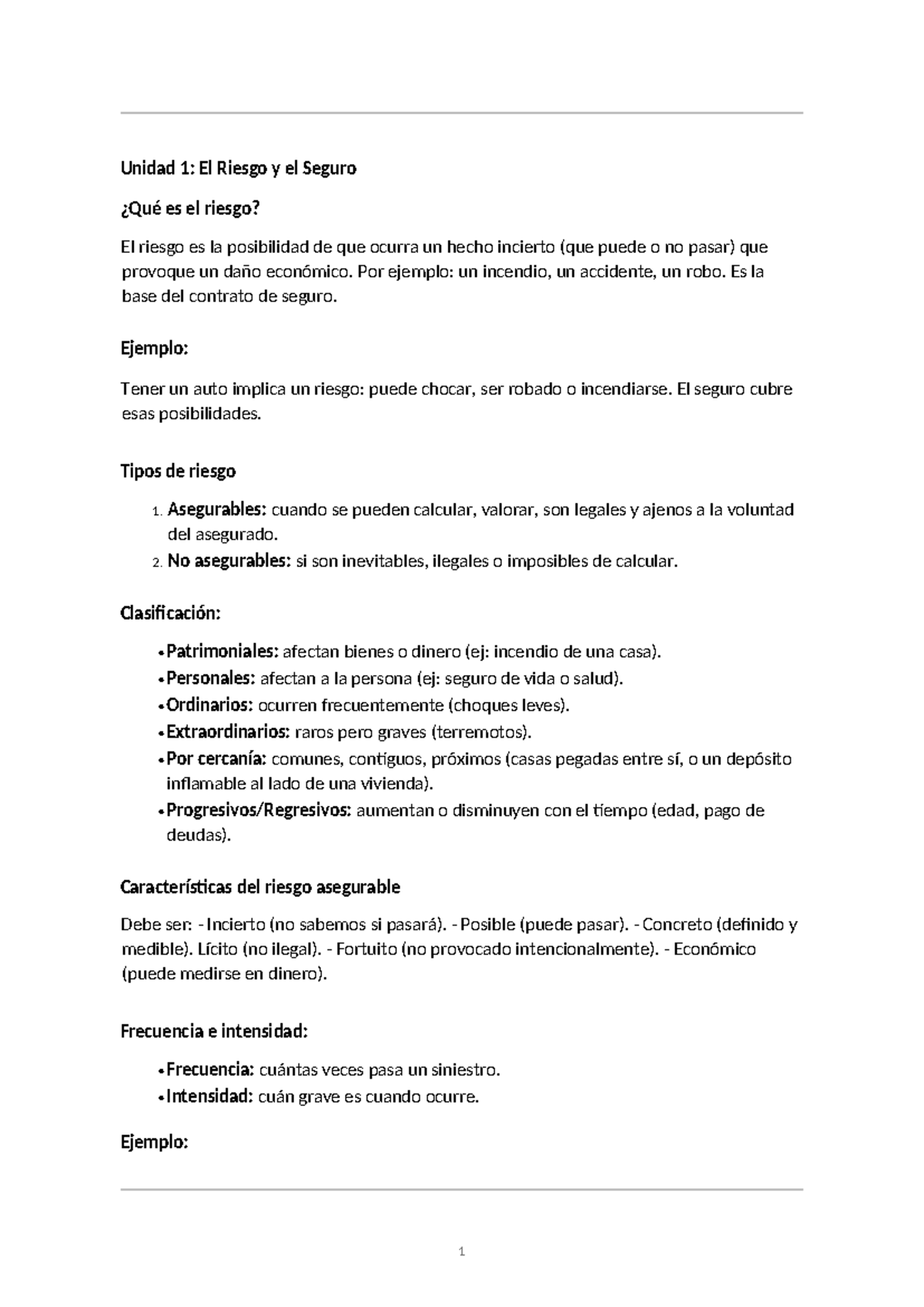 Resumen de Principios Técnicos del Seguro y Reaseguro - Unidad 1 a 8 ...