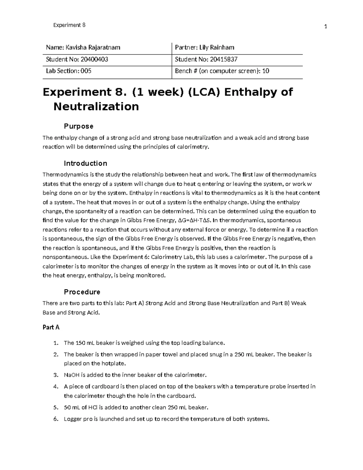 Chem 112 Final Lab Report: Acid-Base Titration Experiments - Studocu