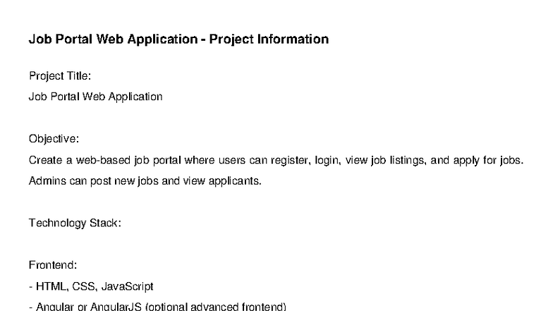 Job Portal Project Info - Job Portal Web Application - Project ...