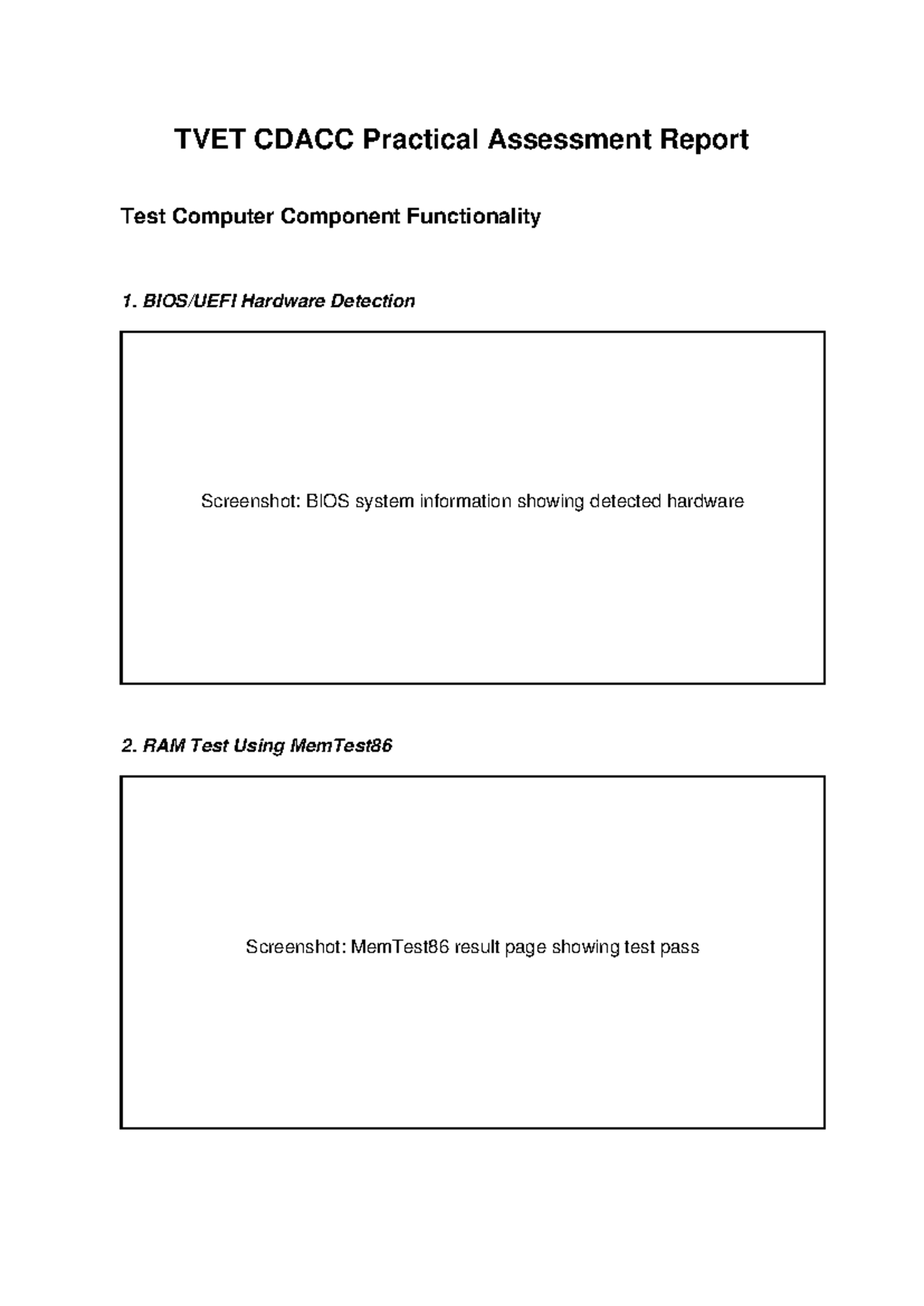 TVET CDACC Practical Assessment Report: Computer Component ...
