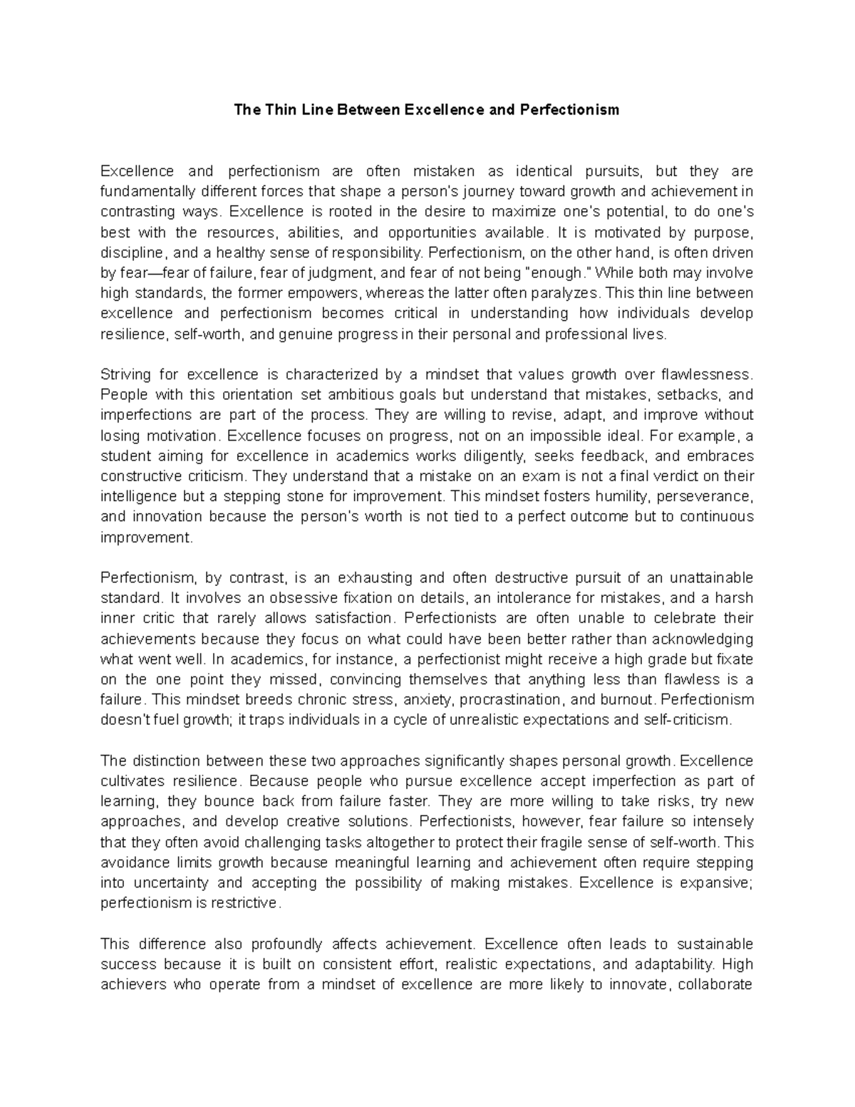 01 - Understanding Excellence vs. Perfectionism: A Critical Analysis ...