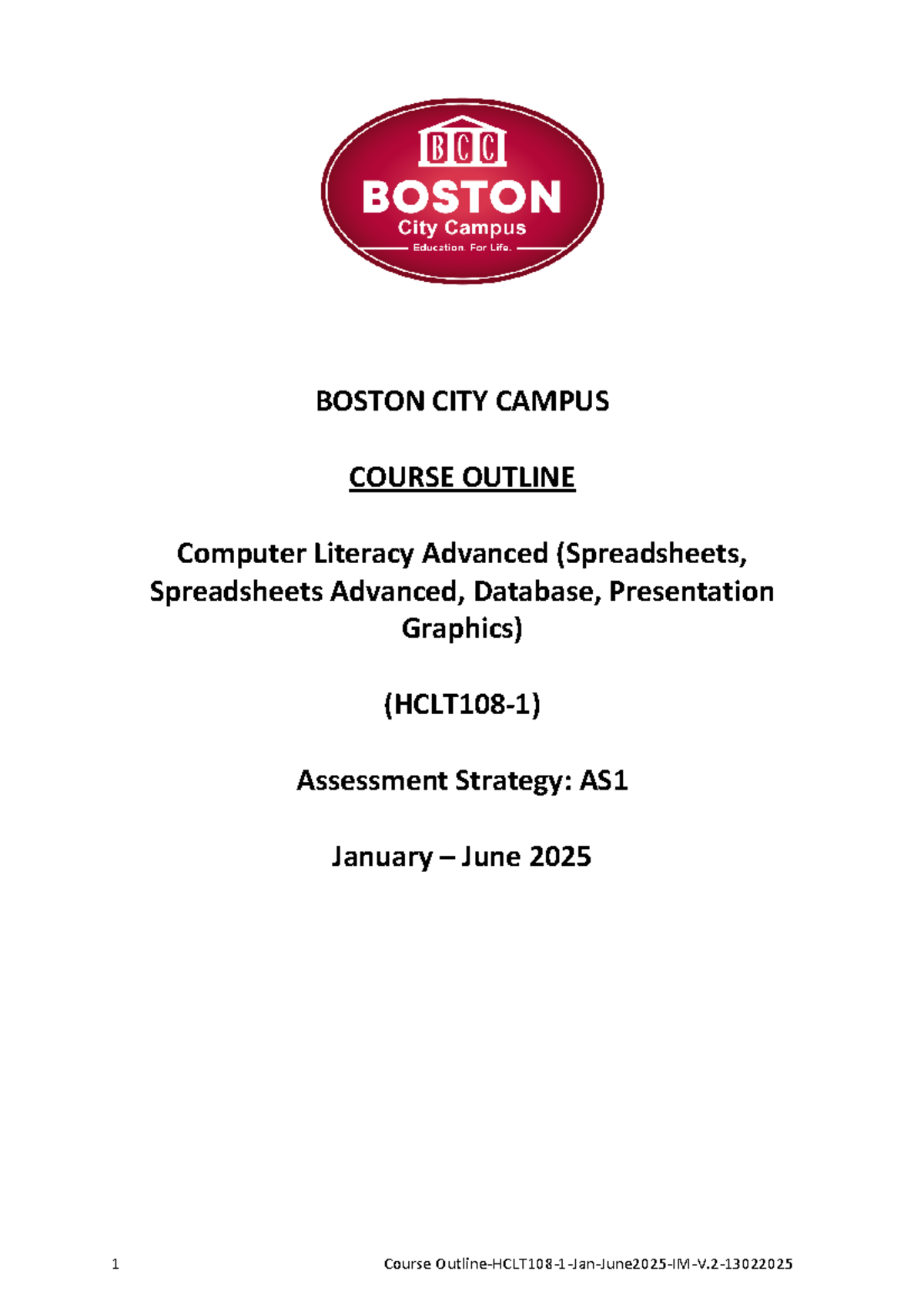 Course Outline for CLIT108-1: Computer Literacy Advanced (2025) - Studocu