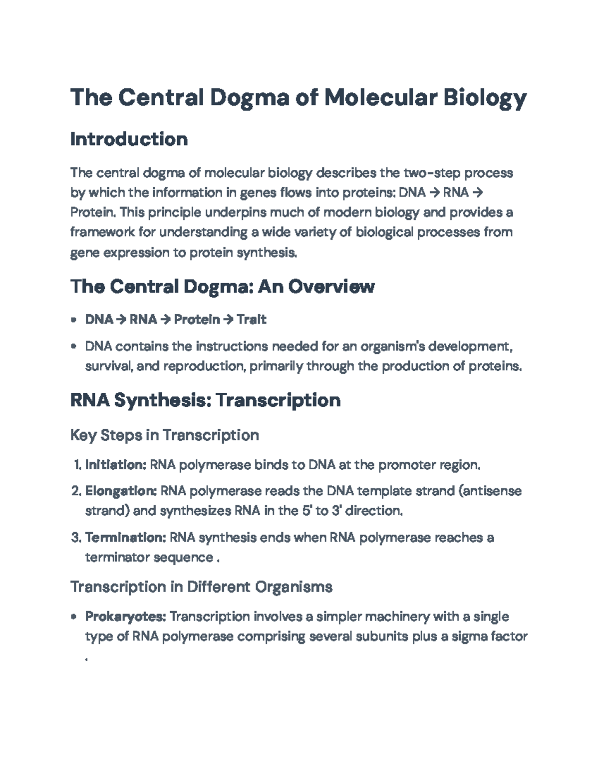 Central Dogma of Molecular Biology: Transcription & Translation ...