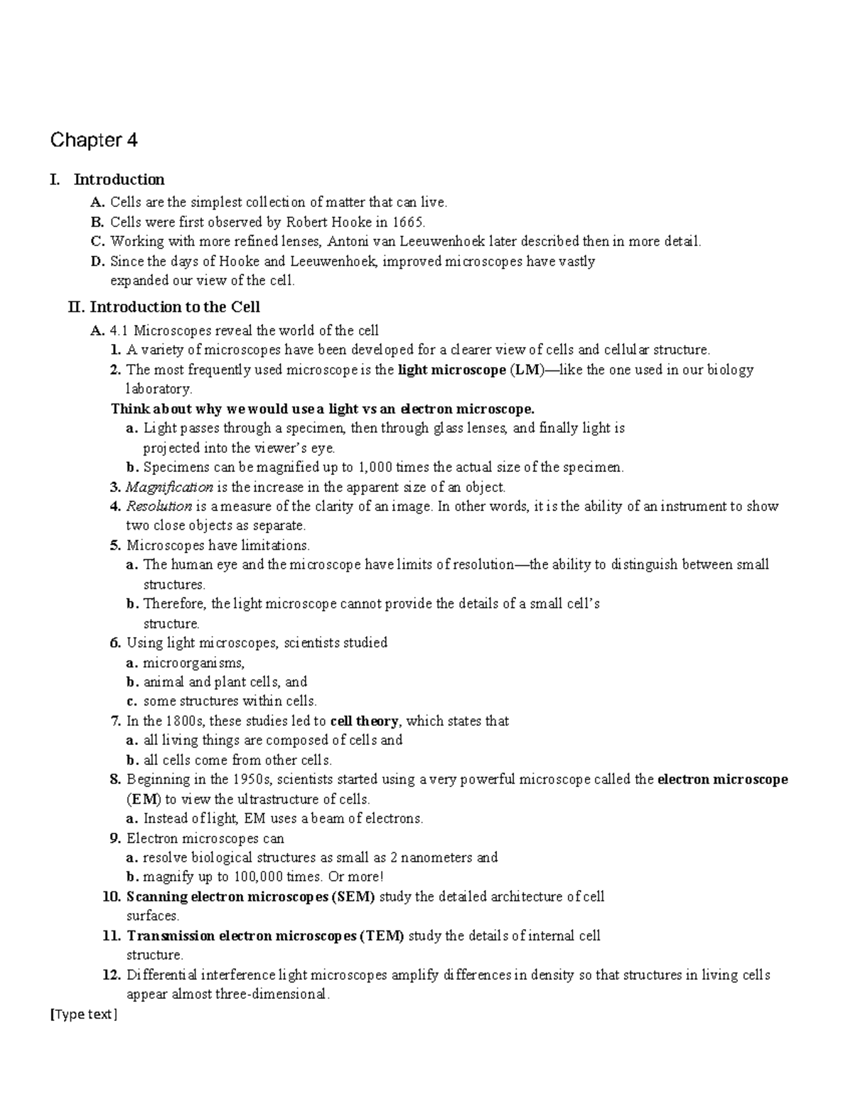 Chapter 4 Study Guide: Cell Structure & Function (Bio 101) - Studocu