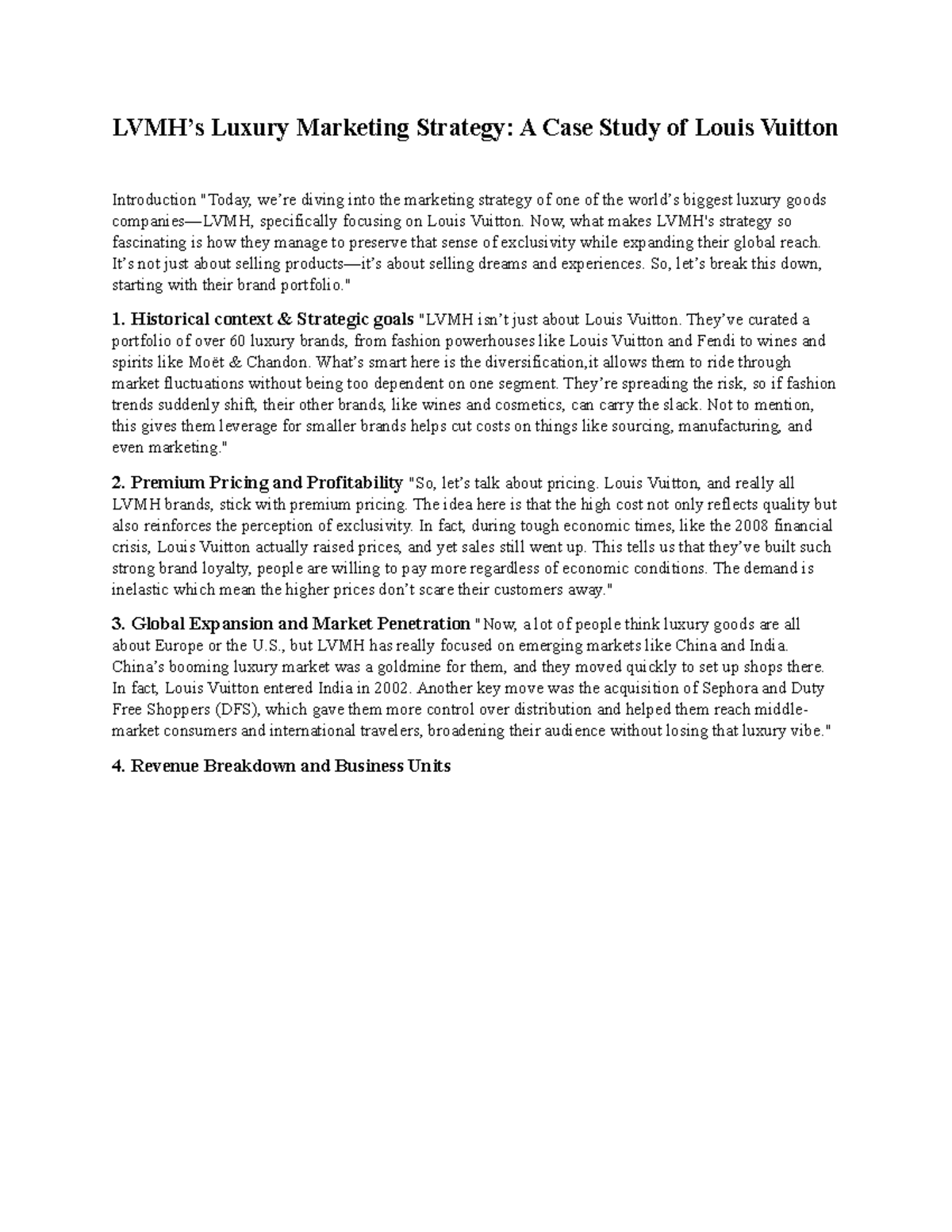 Luxury Marketing Strategy: A Case Study of Louis Vuitton (MKT 202 ...