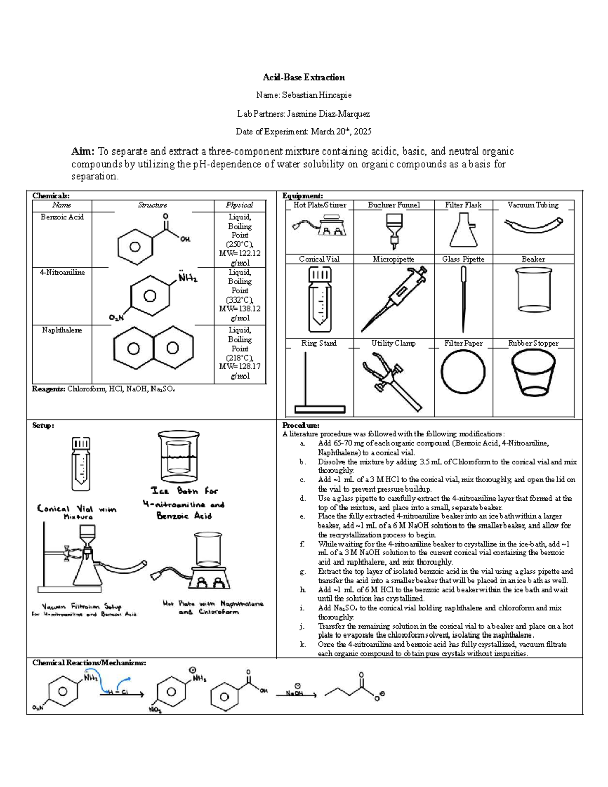Organic Chemistry Lab: Acid-Base Extraction of Benzoic Acid ...