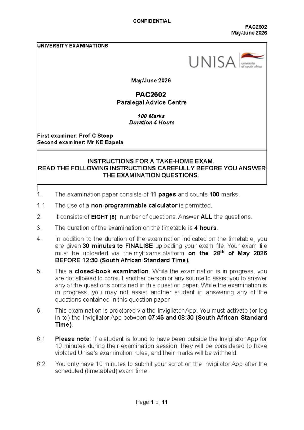 PAC2602 May/June 2026 Final Exam Instructions and Guidelines - Studocu