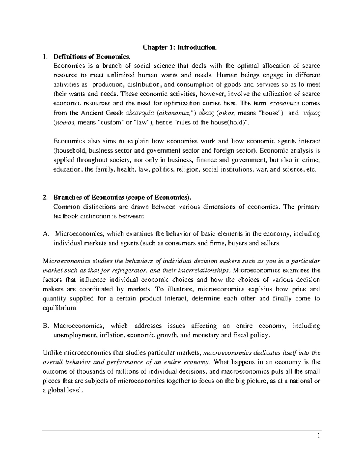 Microeconomics - Lecture Notes 1: Intro to Economic Principles - Studocu